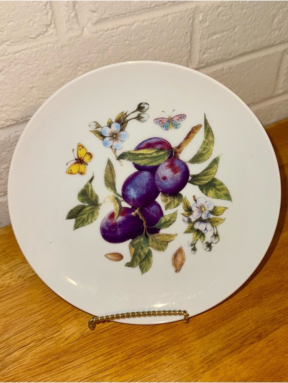 Limoges France Decorative Plum Motif Porcelain Plate